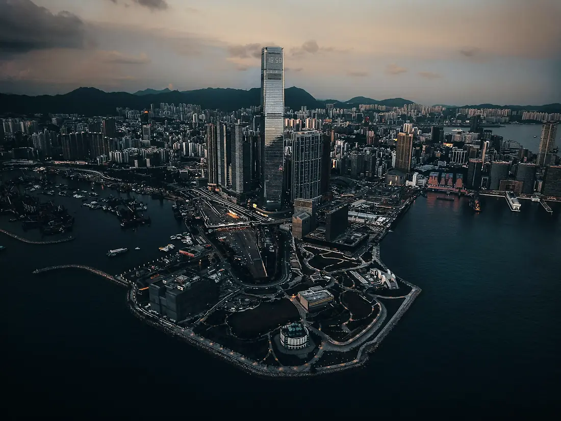 West Kowloon and the ICC tower from above